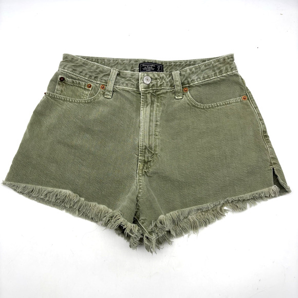 Abercrombie & Fitch Pants - 2007 Y2K Abercrombie Annie High Rise Green Denim Cut-off Mom Shorts 4/27 27x2.5"